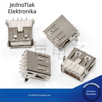 USB 2.0 Type-A SMT konektor, 90° kut, horizontalni i ravni pinovi