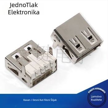 USB 2.0 Type-A SMT konektor, 90° kut, horizontalni i ravni pinovi