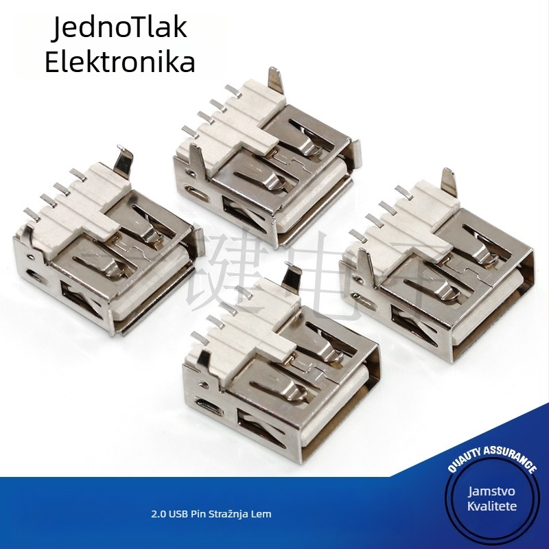 USB 2.0 Type-A SMT konektor, 90° kut, horizontalni i ravni pinovi