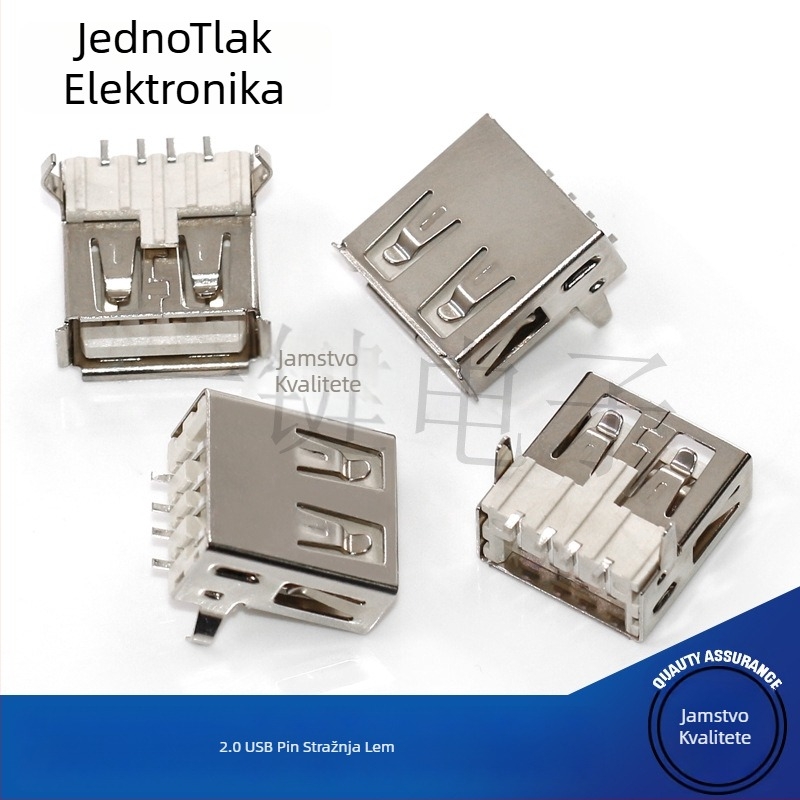 USB 2.0 Type-A SMT konektor, 90° kut, horizontalni i ravni pinovi