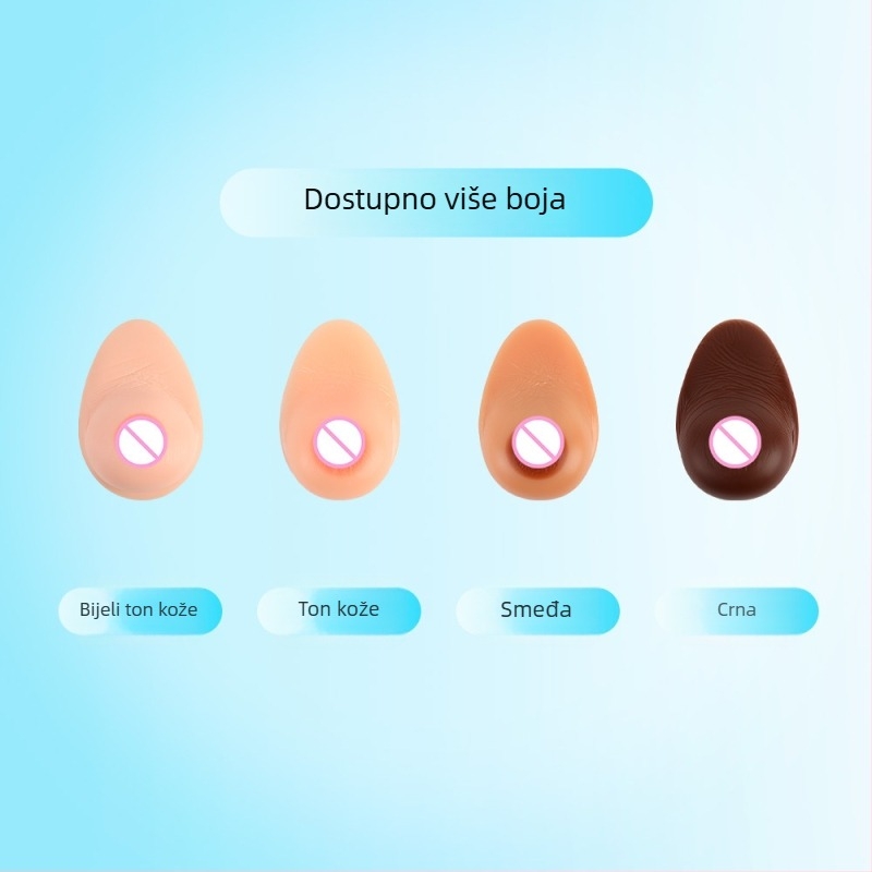 Kapkovita silikonska proteza dojke sa samoljepljivim umetcima za realističan izgled i postoperativno povećanje