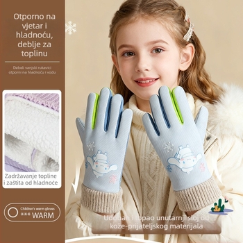 Dječje rukavice s karikaturama i podijeljenim prstima, unisex, zima-jesen, otporne na vodu, flis podstava, protuklizne, zadržavaju toplinu, za skijanje i biciklizam, dob 3–12 godina