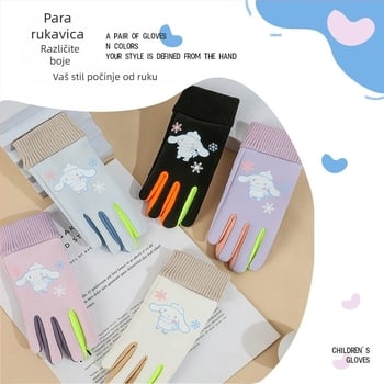 Dječje rukavice s karikaturama i podijeljenim prstima, unisex, zima-jesen, otporne na vodu, flis podstava, protuklizne, zadržavaju toplinu, za skijanje i biciklizam, dob 3–12 godina