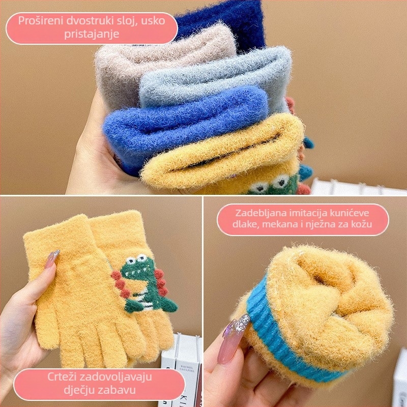Zimske tople rukavice za djecu – korejskog stila, sladak 3D dizajn dinosaura, fleece podstava, debele