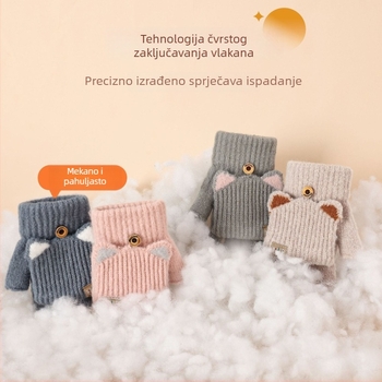 Ženske rukavice s pola prsta, Jacquard pletene, akril, tople zimi, jednobojni uzorak, za djecu 8–15