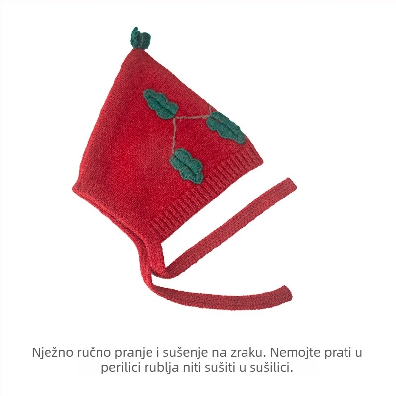 Dječja kapa od 100% merino vune, topla, prozračna, upija znoj, s izrađenim cvjetnim motivom, jesensko-zimski stil, unisex