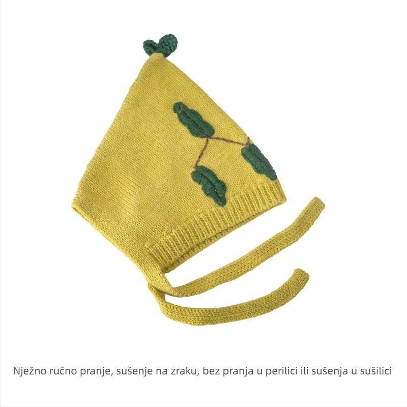Dječja kapa od 100% merino vune, topla, prozračna, upija znoj, s izrađenim cvjetnim motivom, jesensko-zimski stil, unisex