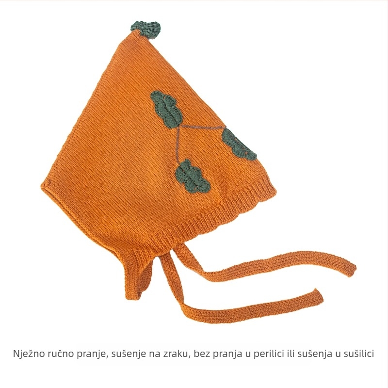 Dječja kapa od 100% merino vune, topla, prozračna, upija znoj, s izrađenim cvjetnim motivom, jesensko-zimski stil, unisex