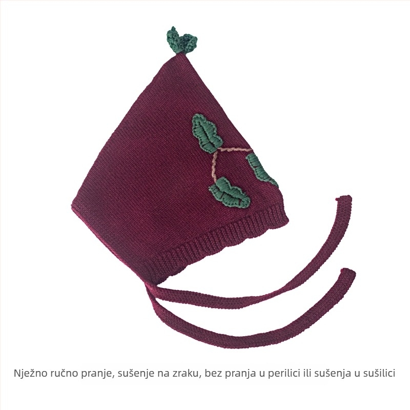 Dječja kapa od 100% merino vune, topla, prozračna, upija znoj, s izrađenim cvjetnim motivom, jesensko-zimski stil, unisex