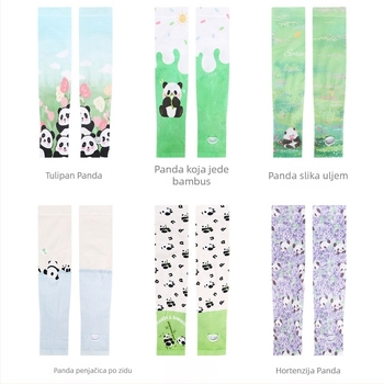 Dječje rukave za UV zaštitu s Panda otiskom, Ice Silk, za ljetnu vanjsku upotrebu