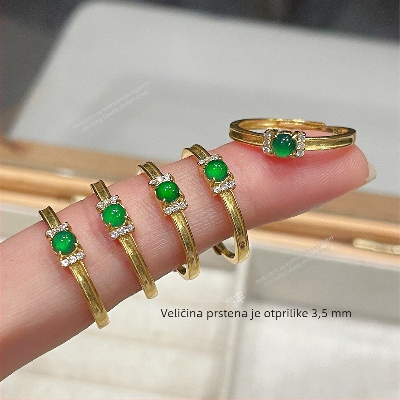 Otvoren prsten od S925 srebra s Jadeite, unisex, elektroplating