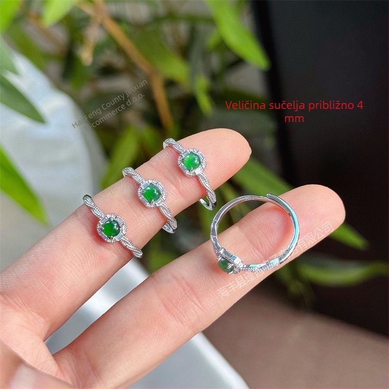 Prsten od S925 srebra, prirodni jade, motiv leptira, luk dizajn, unisex, jednostavan stil