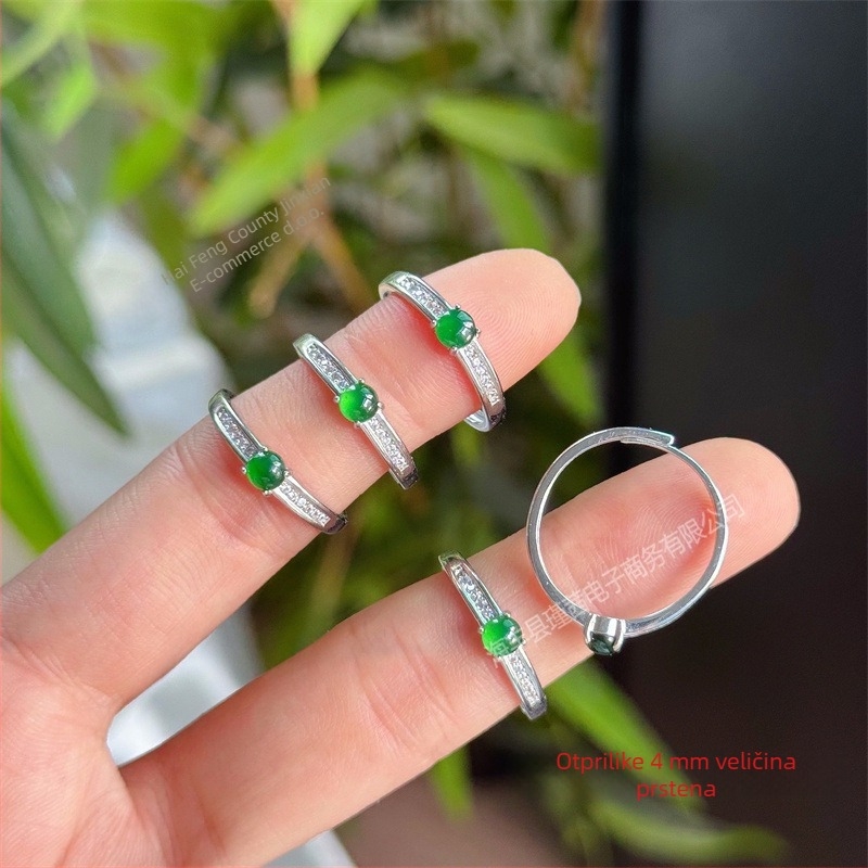 Prsten od S925 srebra, prirodni jade, motiv leptira, luk dizajn, unisex, jednostavan stil