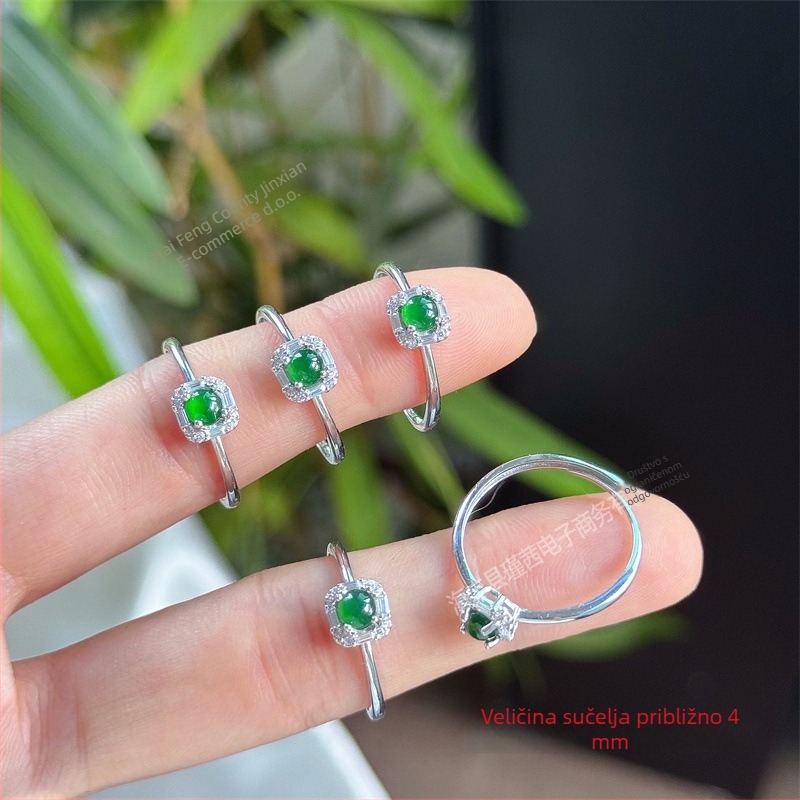 Prsten od S925 srebra, prirodni jade, motiv leptira, luk dizajn, unisex, jednostavan stil