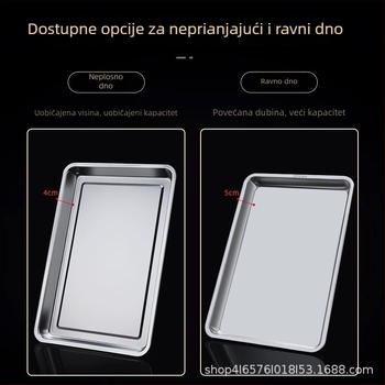 Nehrđajući čelični pladanj za para riže, četvrtastog oblika, površina elektrolizom obrađena, s tiskanim logom, novi kineski stil