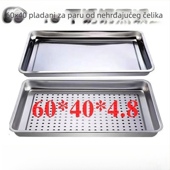 60×40 cm pravokutni parni tanjur od 304 nehrđajućeg čelika s otvorima za odvod, za parne ormariće i kolica