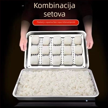 60×40 cm pravokutni parni tanjur od 304 nehrđajućeg čelika s otvorima za odvod, za parne ormariće i kolica