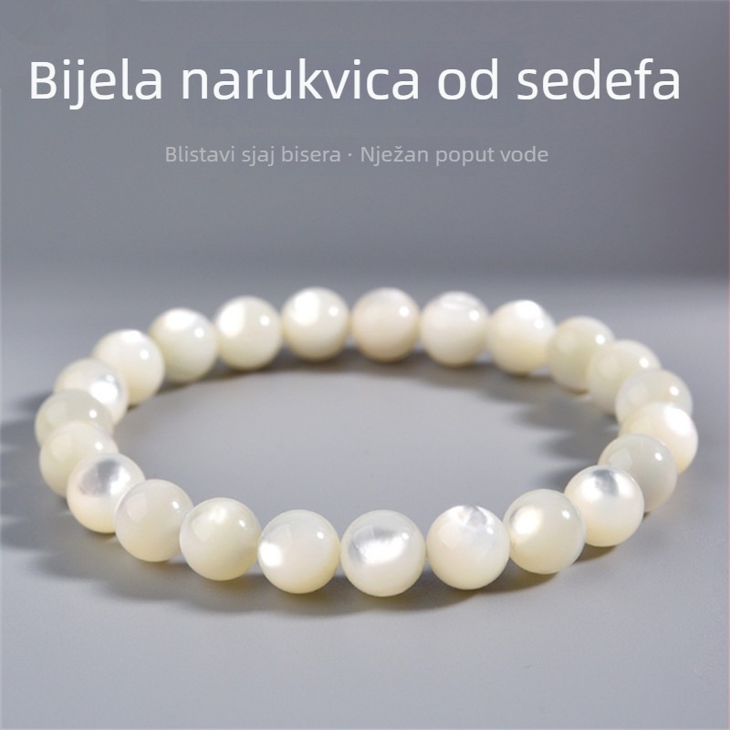 Prirodni narukvica od zlatno-srebrnih vlakana školjke, mjesečev sjaj, Tai Chi uzorak i efekt mačjeg oka, bijela diskna školjka, biserna majčina školjka
