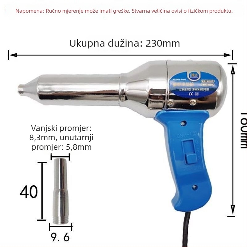Plastični zavarivački pištolj s toplim zrakom, kompaktnog dizajna, električni alat za zavarivanje, za popravak branika, pištolj za topljenje