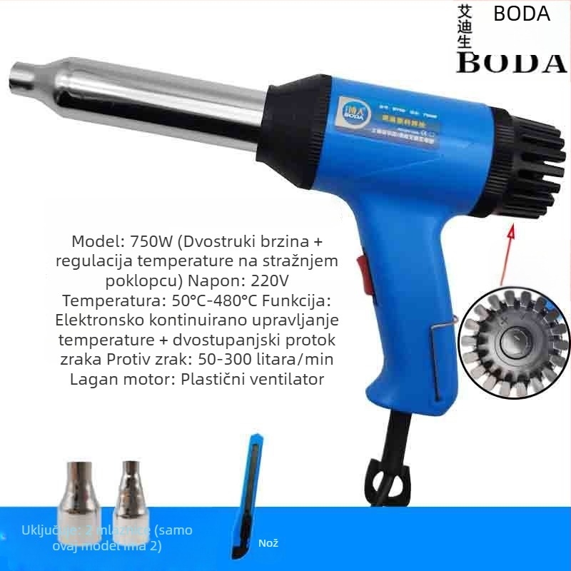 Plastični zavarivački pištolj s toplim zrakom, kompaktnog dizajna, električni alat za zavarivanje, za popravak branika, pištolj za topljenje
