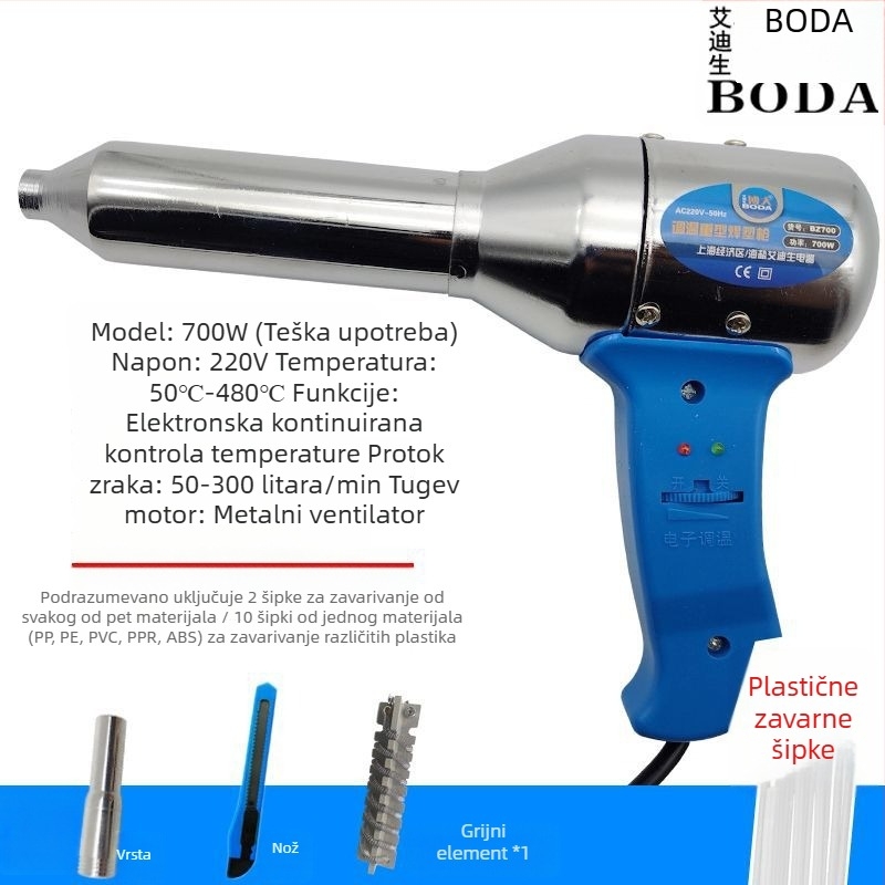Plastični zavarivački pištolj s toplim zrakom, kompaktnog dizajna, električni alat za zavarivanje, za popravak branika, pištolj za topljenje