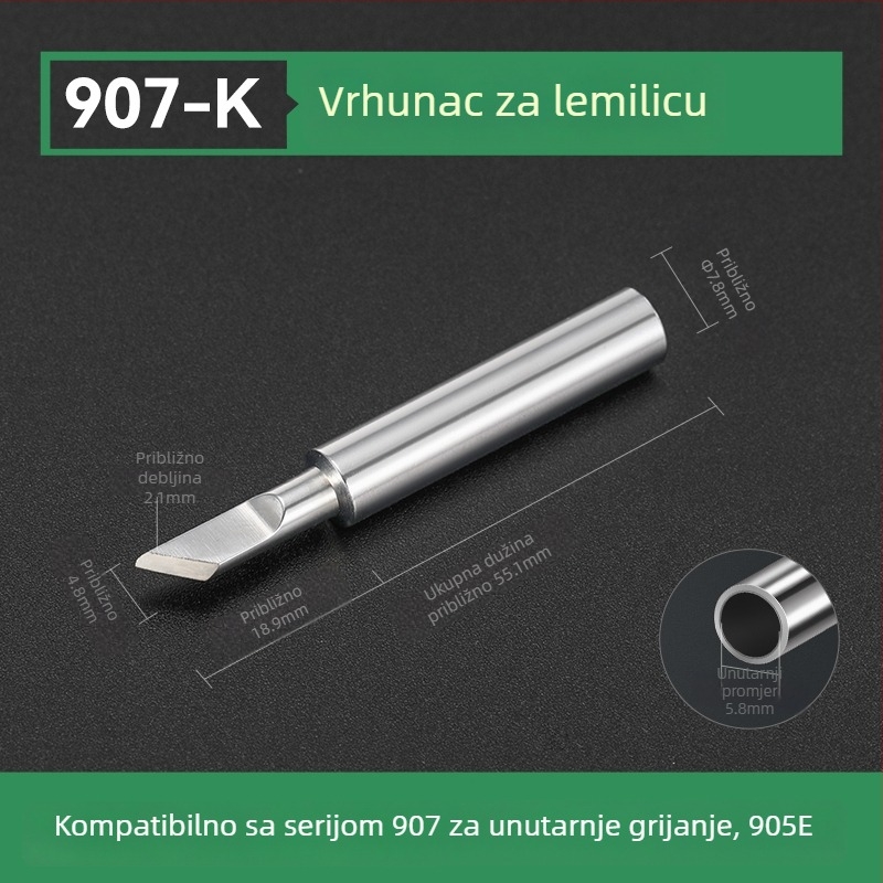 Vrh za lemilo BY905 – Univerzalno unutarnje grijanje, 60W, bakar, vrh u obliku potkove 905S