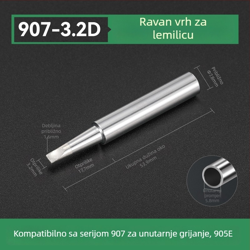 Vrh za lemilo BY905 – Univerzalno unutarnje grijanje, 60W, bakar, vrh u obliku potkove 905S