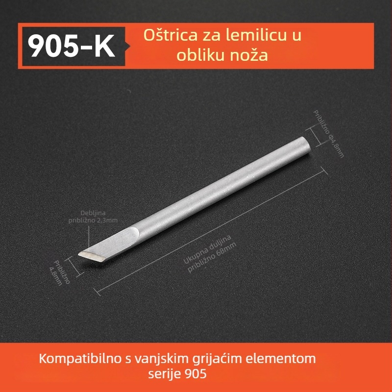 Vrh za lemilo BY905 – Univerzalno unutarnje grijanje, 60W, bakar, vrh u obliku potkove 905S