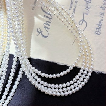 Ogrlica od slatkovodnih bisera s savršenim kružnim oblikom bisera, srebrni elementi 925, ručno kovano, prirodni stil