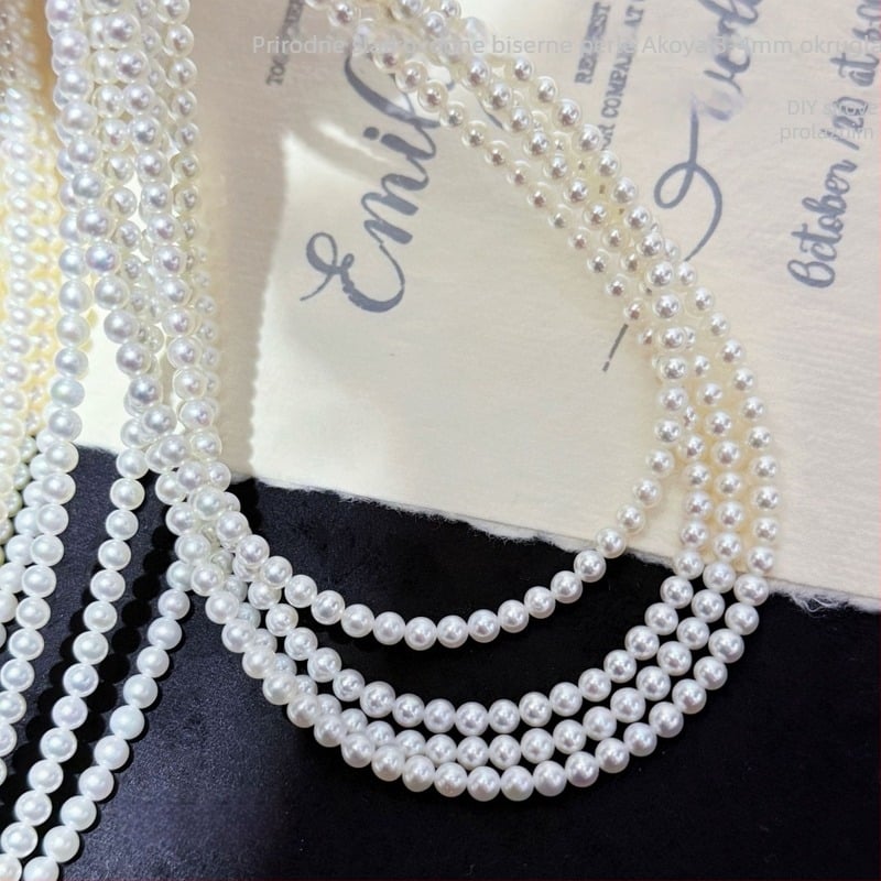 Ogrlica od slatkovodnih bisera s savršenim kružnim oblikom bisera, srebrni elementi 925, ručno kovano, prirodni stil