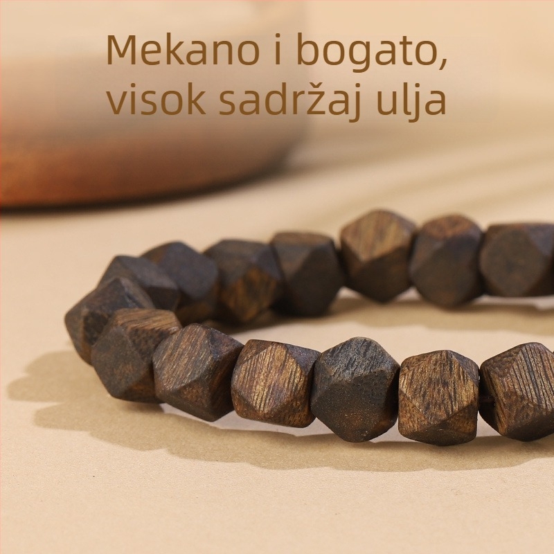 Unisex narukvica od agarwooda s osmeročlanim dijamantnim perlama, visok sadržaj ulja