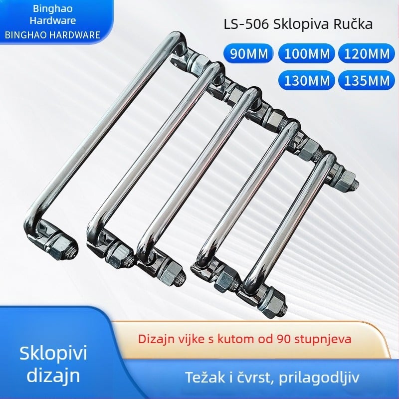 LS506 sklopna ručica ormarića, 304 nehrđajući čelik, kromirana završna obrada, površinska montaža