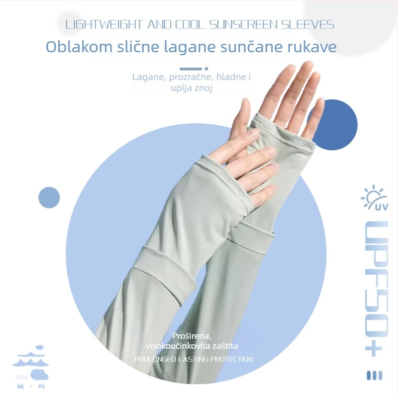 Ženske Ice Silk rukave za vožnju na otvorenom – prozračni, UV zaštita, lagani, poliester 71–80% glavna, 21–30% sekundarna, proljeće 2025