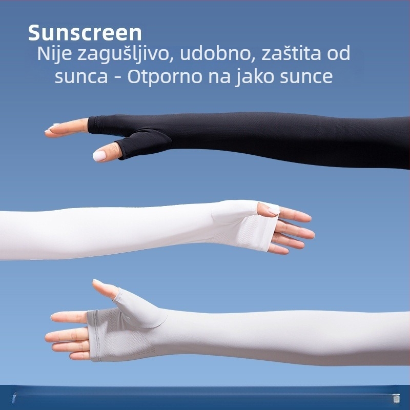 Ljetni ženski UV zaštićni najlonski rukavi za vožnju, biciklizam i aktivnosti na otvorenom; rashlađujući, protuklizni, s dodirnim zaslonom.