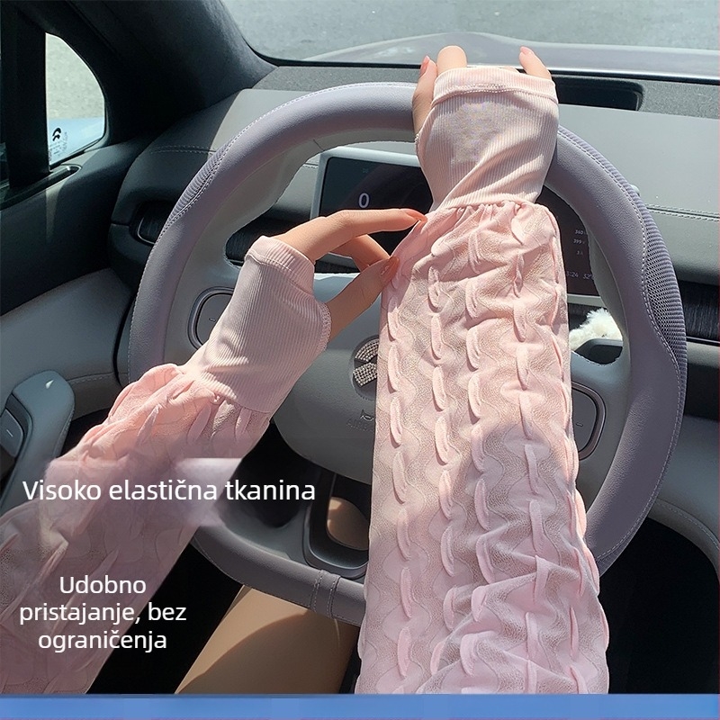 Ženske bubble rukave za zaštitu od sunca za ljeto - za vožnju biciklom na otvorenom i vožnju, akrilna vlakna, sadržaj 31–50%, svjež i sladak stil, ljeto 2025