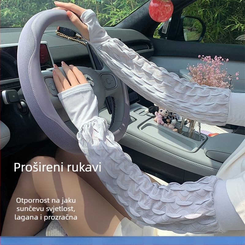 Ženske bubble rukave za zaštitu od sunca za ljeto - za vožnju biciklom na otvorenom i vožnju, akrilna vlakna, sadržaj 31–50%, svjež i sladak stil, ljeto 2025