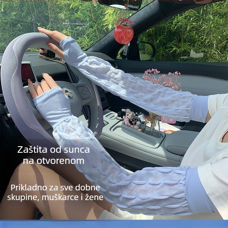 Ženske bubble rukave za zaštitu od sunca za ljeto - za vožnju biciklom na otvorenom i vožnju, akrilna vlakna, sadržaj 31–50%, svjež i sladak stil, ljeto 2025
