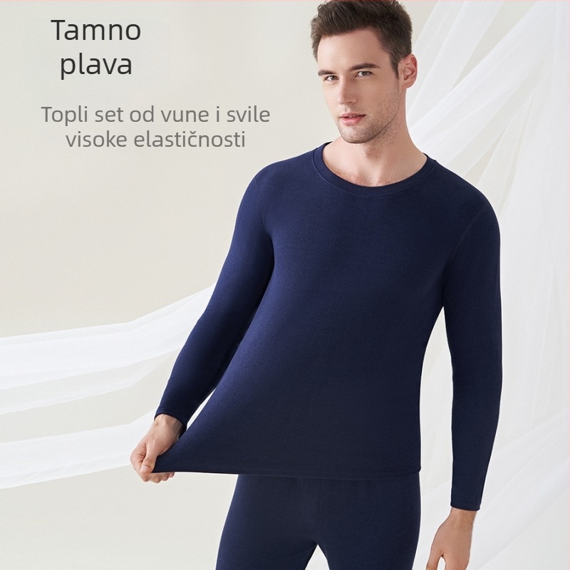 Muški termalni set baznog sloja od vune i svile s flisom (gornji dio i hlače)