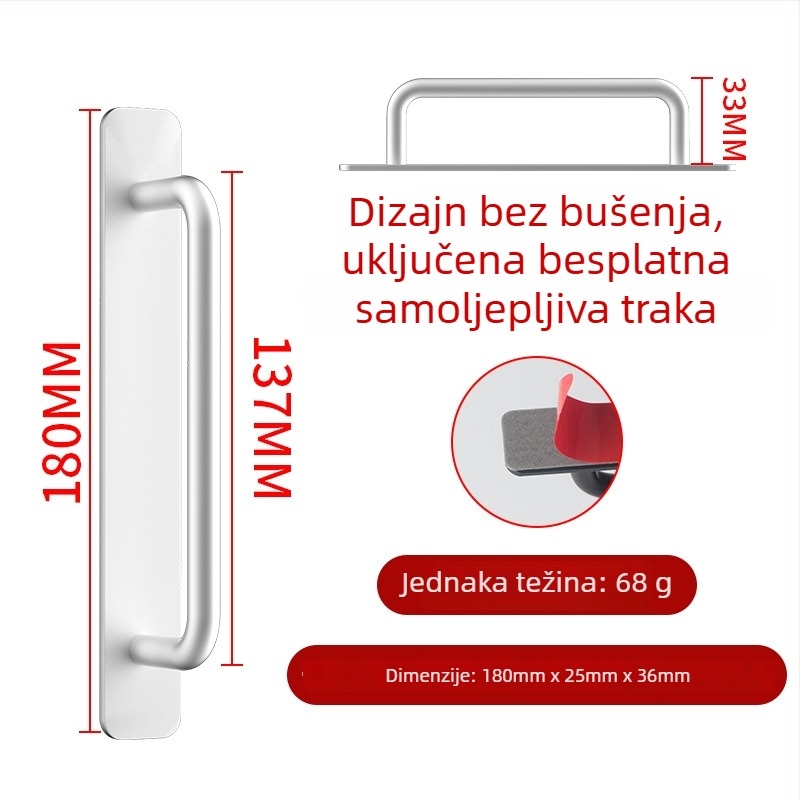 Wanson Handhandle – ručka bez bušenja od aluminijske legure za ormare, ladice i vrata, samoljepljiva, modernog dizajna