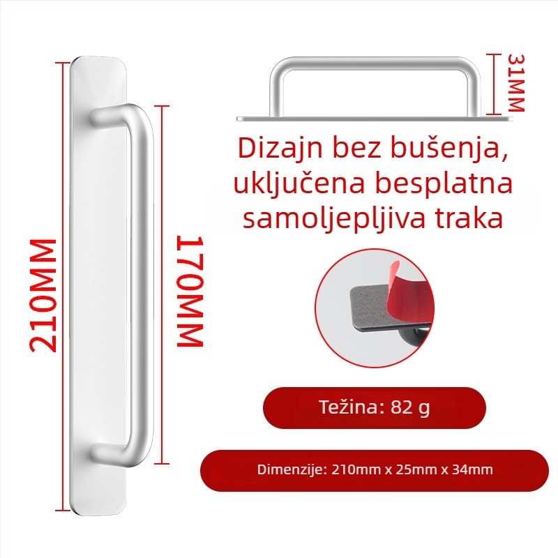 Wanson Handhandle – ručka bez bušenja od aluminijske legure za ormare, ladice i vrata, samoljepljiva, modernog dizajna