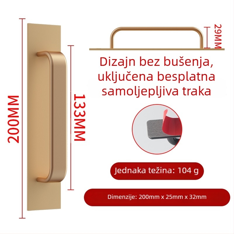 Wanson Handhandle – ručka bez bušenja od aluminijske legure za ormare, ladice i vrata, samoljepljiva, modernog dizajna