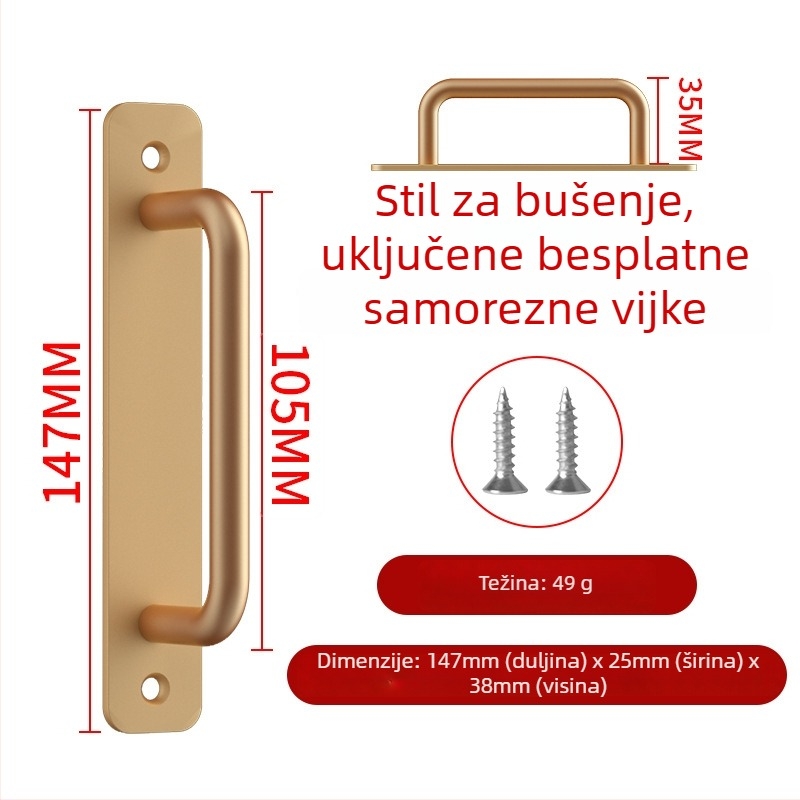 Wanson Handhandle – ručka bez bušenja od aluminijske legure za ormare, ladice i vrata, samoljepljiva, modernog dizajna