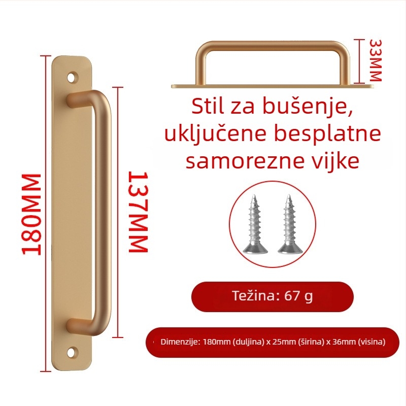 Wanson Handhandle – ručka bez bušenja od aluminijske legure za ormare, ladice i vrata, samoljepljiva, modernog dizajna