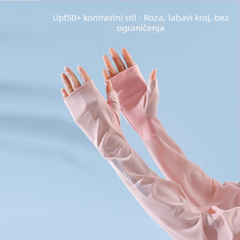 Ženske rukave za zaštitu od sunca za vožnju biciklom, Ice Silk pleteni, jednobojni uzorak, korejski stil