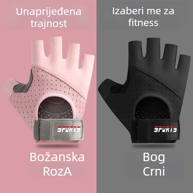 Rukavice za fitness s polu prstima za trening i vožnju biciklom - protuklizne, otporne na habanje, prozračne, ublažavaju udarce, Ice Silk pamuk smjesa