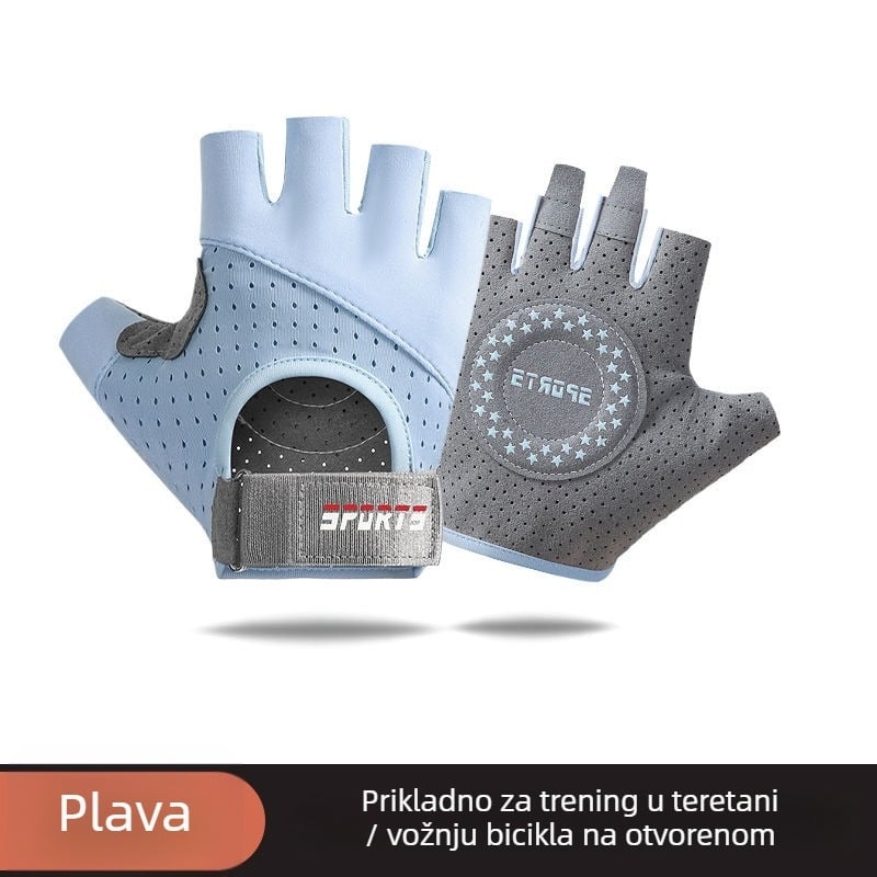 Rukavice za fitness s polu prstima za trening i vožnju biciklom - protuklizne, otporne na habanje, prozračne, ublažavaju udarce, Ice Silk pamuk smjesa