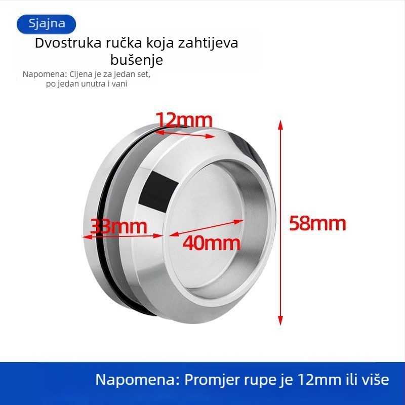 Okrugla ručica od nehrđajućeg čelika za staklena vrata za kupaonicu/tuš kabine, moderni minimalistički stil, završeci: mat, sjaj ili elektroplatirani