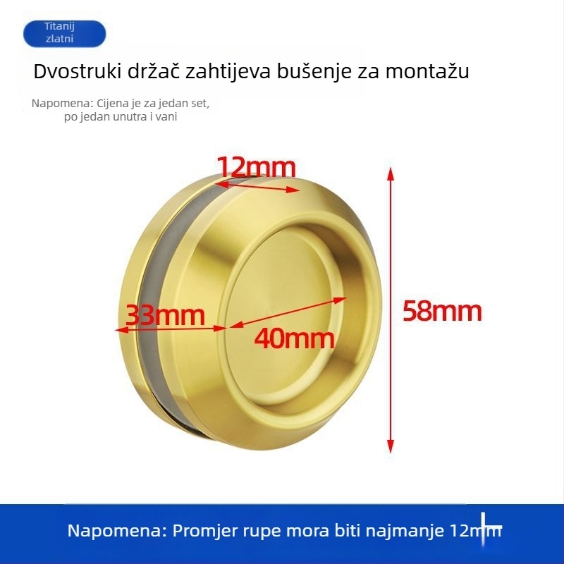 Okrugla ručica od nehrđajućeg čelika za staklena vrata za kupaonicu/tuš kabine, moderni minimalistički stil, završeci: mat, sjaj ili elektroplatirani