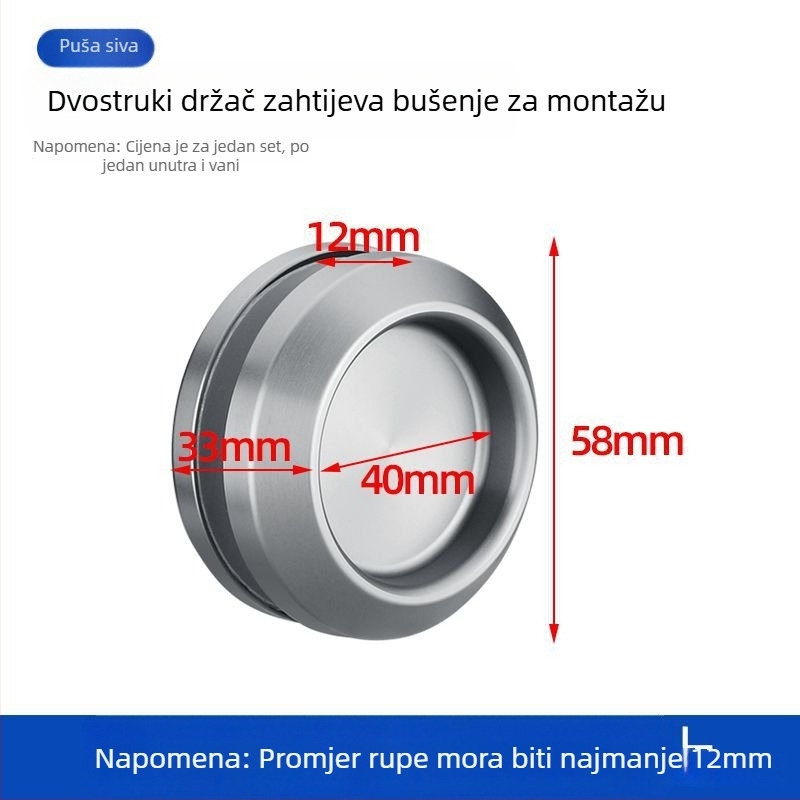 Okrugla ručica od nehrđajućeg čelika za staklena vrata za kupaonicu/tuš kabine, moderni minimalistički stil, završeci: mat, sjaj ili elektroplatirani