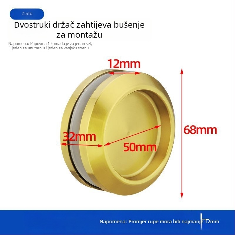 Okrugla ručica od nehrđajućeg čelika za staklena vrata za kupaonicu/tuš kabine, moderni minimalistički stil, završeci: mat, sjaj ili elektroplatirani